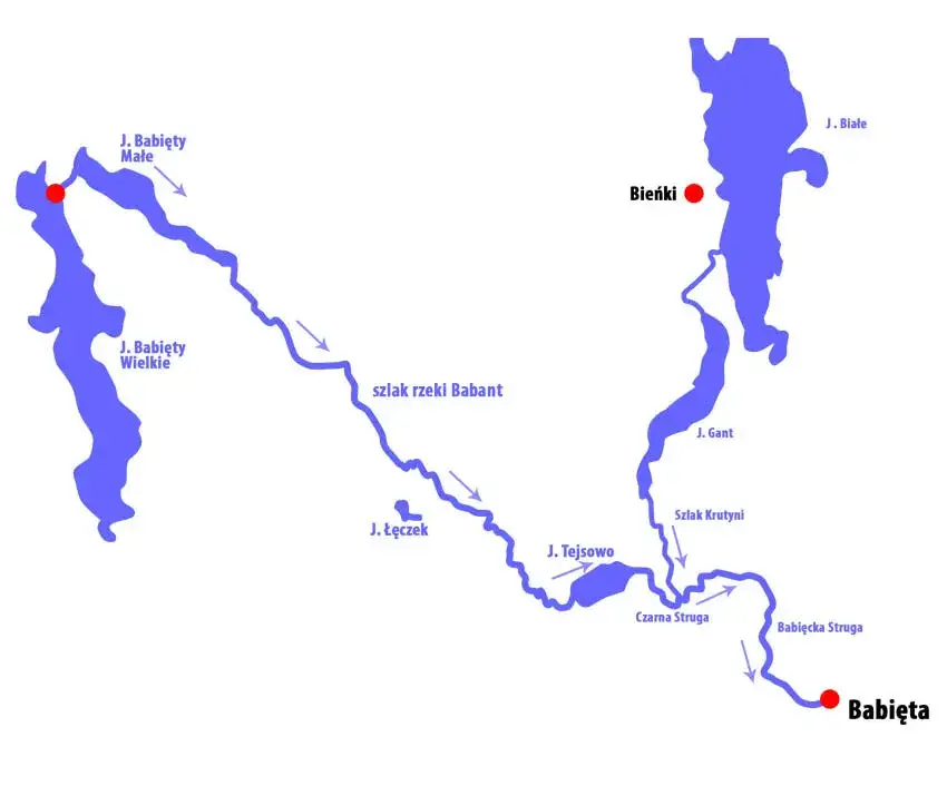 Mapa szlaków kajakowych Warmia i Mazury